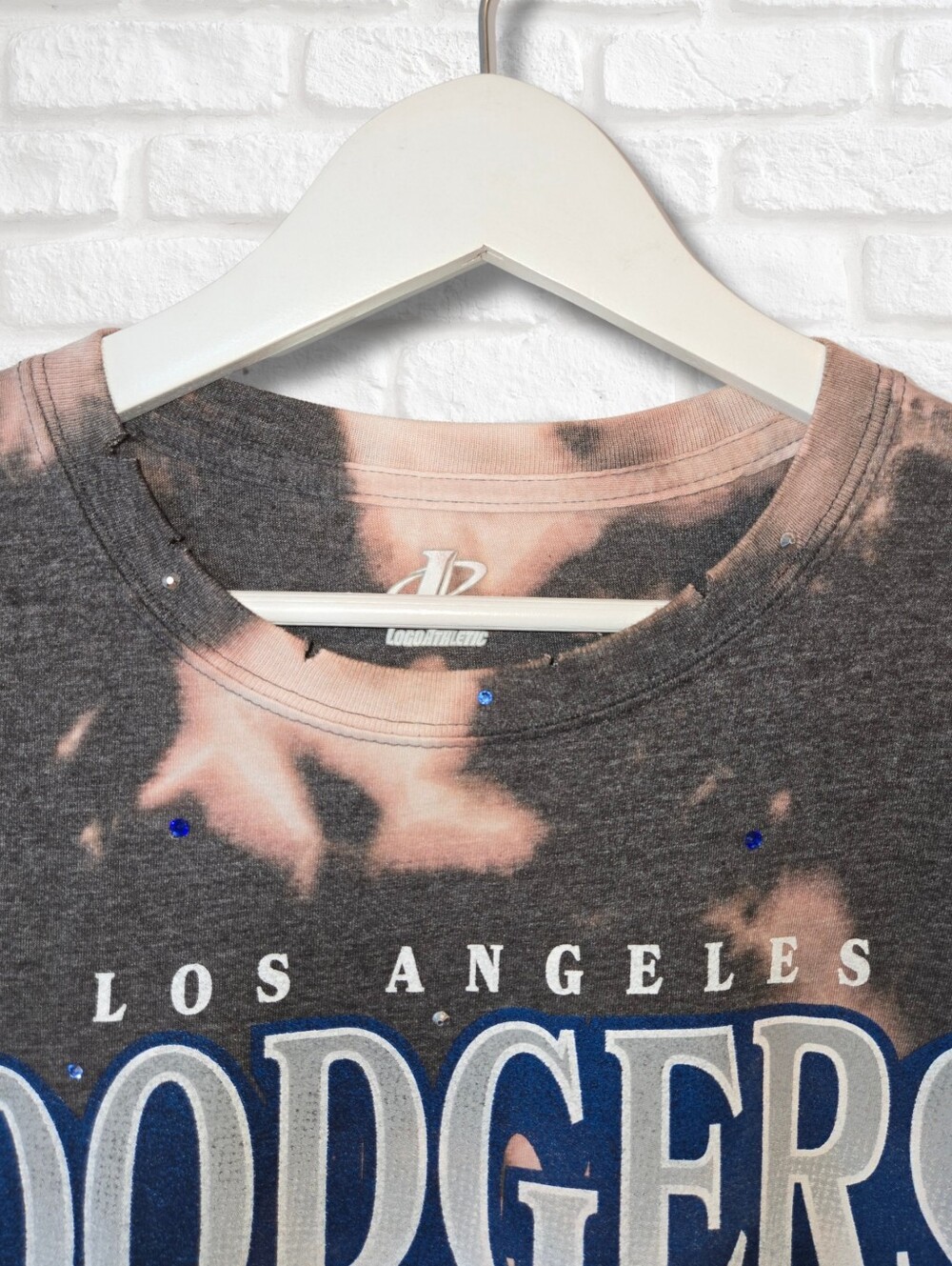 Los Angeles Dodgers Crop Top W/Rhinestones - Picture 4 of 6